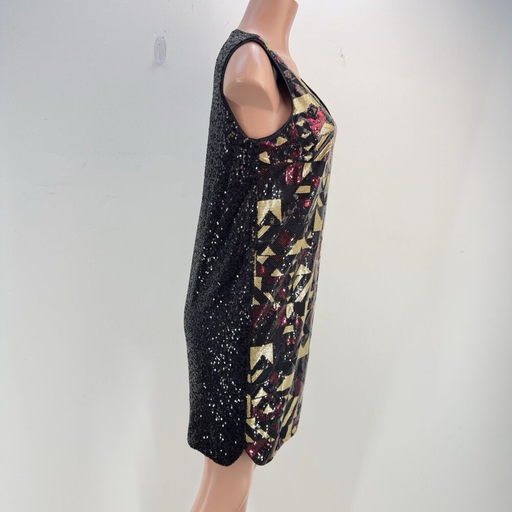 Nwt Nicole Miller New York V-Women Dress Size 8 Neck Sequin Shift Cocktail - Picture 5 of 16